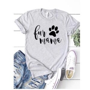 Fur Mama Graphic Print Roll Cuff T-Shirt